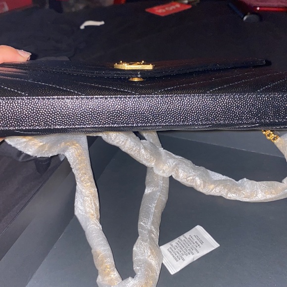 Selling a Black Saint Laurent Large Monogram Quilted Leather Wallet on a Chain - Picture 7 of 13